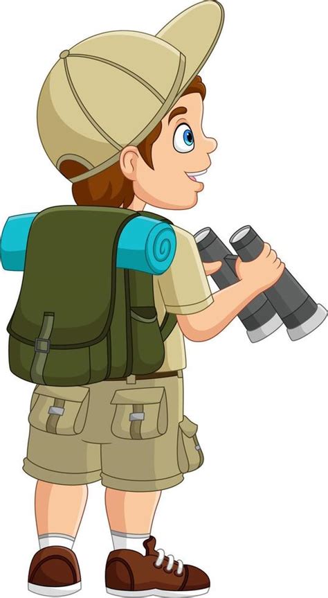 nino explorador de dibujos animados sosteniendo binoculares