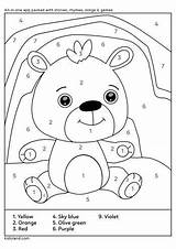 Color Number Teddy Kidloland Kids Worksheets Monster Printable sketch template