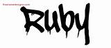 Ruby Name Graffiti Tattoo Designs Lettering Girl Freenamedesigns sketch template