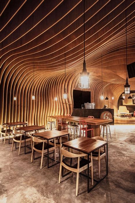 Oozn Design Cover Indonesian Cafe Ceiling With Undulating