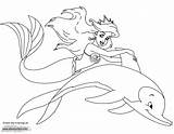 Ariel Coloring Dolphin Mermaid Pages Disneyclips Little Disney Print Riding Pdf Printable Color Funstuff sketch template