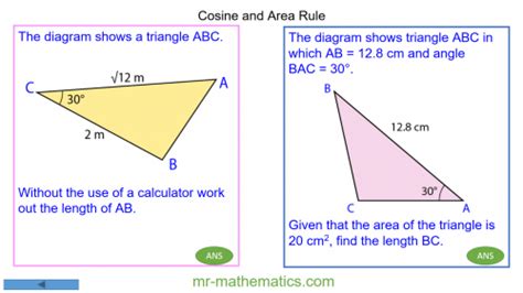 cosine rule  mathematicscom