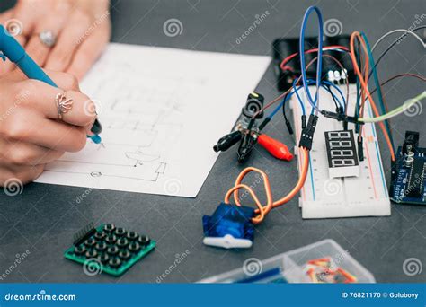 wiring diagram drawing  breadboard stock photo image  cable equipment