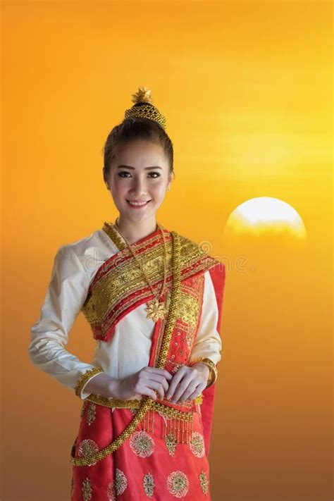 Beautiful Laos Girl In Costume Asian Woman Wearing Traditional Laos