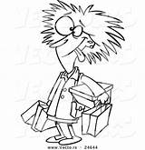 Frazzled Shopper Outlined Vecto Toonaday Getdrawings sketch template