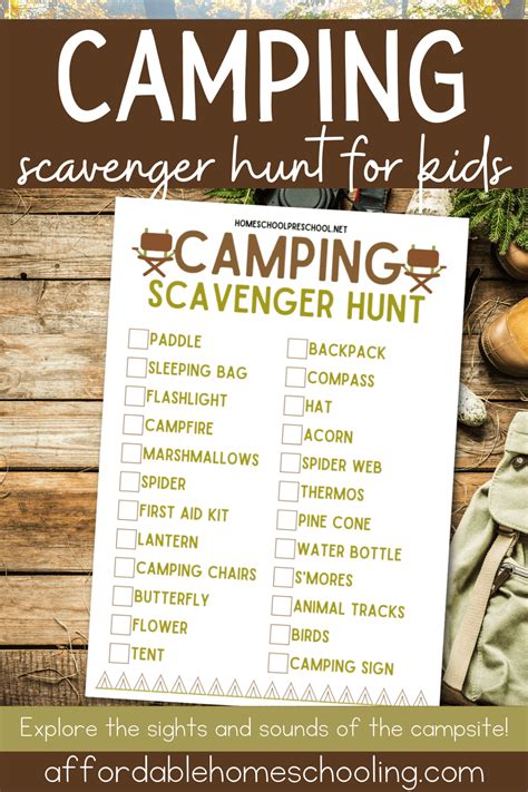 camping scavenger hunt printable