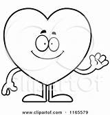 Heart Mascot Waving Suit Card Coloring Clipart Cartoon Cory Thoman Outlined Vector Collc0121 Royalty sketch template