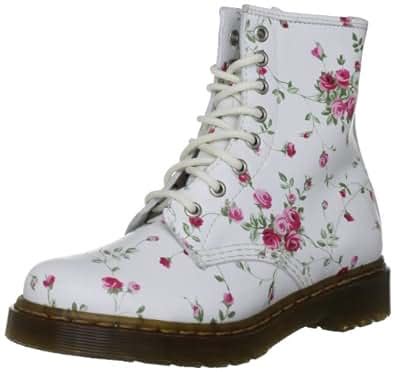 dr martens womens print  white portland rose lace ups boots   uk amazoncouk