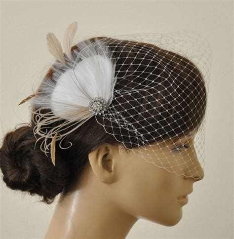 birdcage veil feathers fascinator 2 items bridal feathers