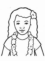 Hair Girl Curly Coloring Lei Pages Flower Young Wearing Primary Long Lds Shirt Sister Child Clip Kids Inclined Primarily Eyes sketch template