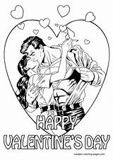 Coloring Pages Valentines Superhero Valentine Superman Lois Lane Color Kids Cards Batman Printable Kissing Mouse Browser Window Print Book Mickey sketch template