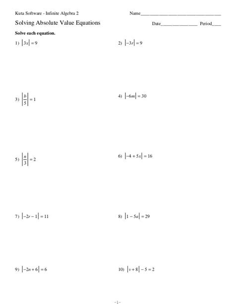 absolute  equations worksheet answers promotiontablecovers