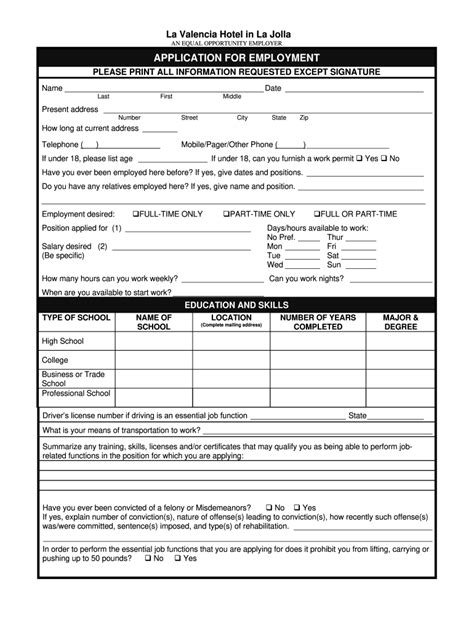 Hotel Job Application Form Fill Out And Sign Online Dochub