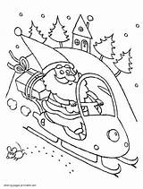 Coloring Santa Pages Snowmobile Printable Kids Holiday sketch template