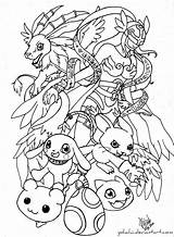 Digimon Evolution Tailmon Gomamon Tri sketch template
