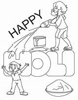 Holi Coloring Pages Happy Festival Drawing Kids Colouring Printable Colors Sheets Easy Worksheets Children Playing Color Pichkari Drawings Bestcoloringpages School sketch template