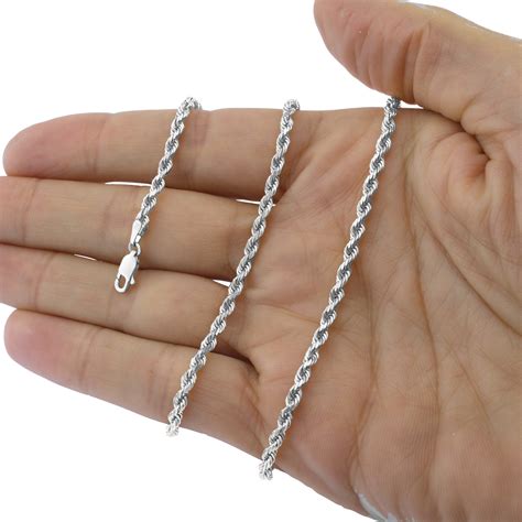 solid  white gold mm mm rope chain link pendant necklace men women