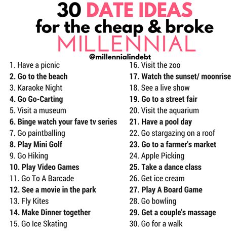 30 date ideas for the cheap and broke millennial trials n tresses