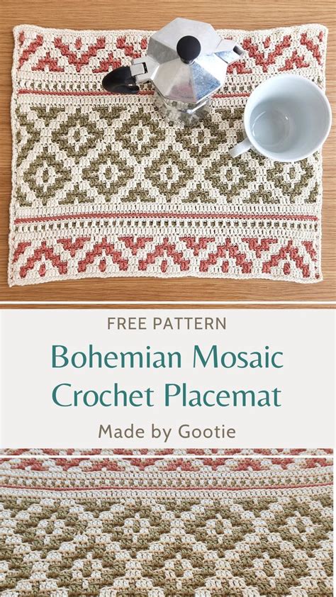 bohemian mosaic crochet placemat  pattern   crochet