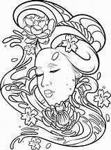 Tattoo Coloring Geisha Pages Japanese Transparent Background Drawing Drawings Girl Deviantart Tat Tattoos Draw Dragoart Book Outline Buddha Blossom Cherry sketch template