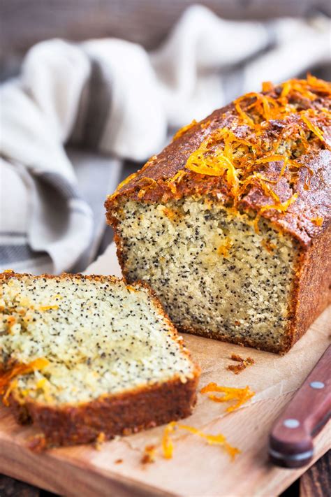 homemade orange and poppy seeds loaf cake food and sun