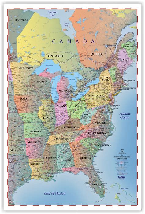 Trucker S Wall Map Of East Coast Canada And The United