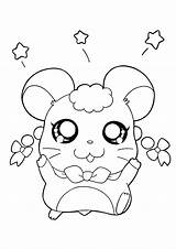 Coloring Pages Kawaii Cute Hamtaro Cartoon Hamster Puppy Mouse Characters Kids Print Character Library Clipart sketch template