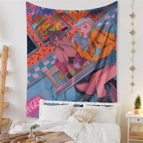 anime girl tapestry sexy girl kawaii tapestry girl tapestry etsy