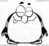 Chubby Drunk Penguin Clipart Cartoon Outlined Coloring Vector Cory Thoman Royalty sketch template