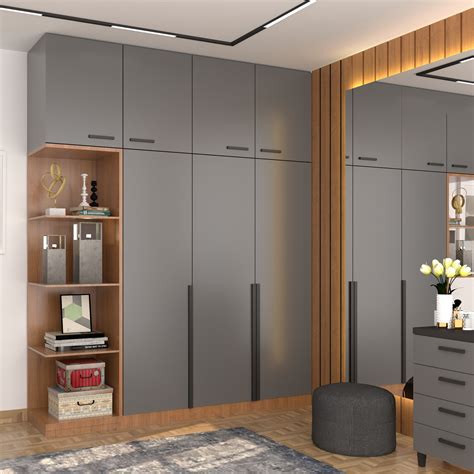 spacious modular wardrobe design  subtle colour laminates livspace