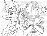 Coloring Osiris Egypt Ankh Priestess ägyptische Heh sketch template