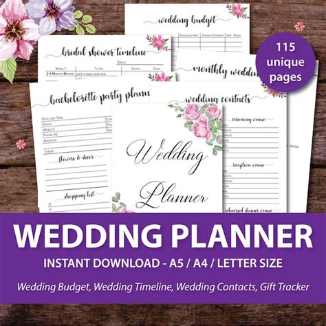 wedding planner printable wedding binder printables wedding etsy