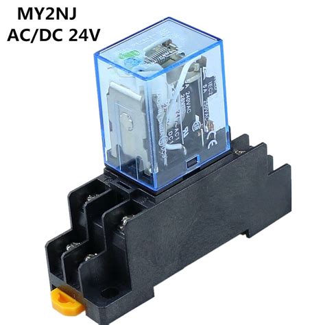 pin mynj relay   dc small relay  dpdt coil  base socket   relays  home