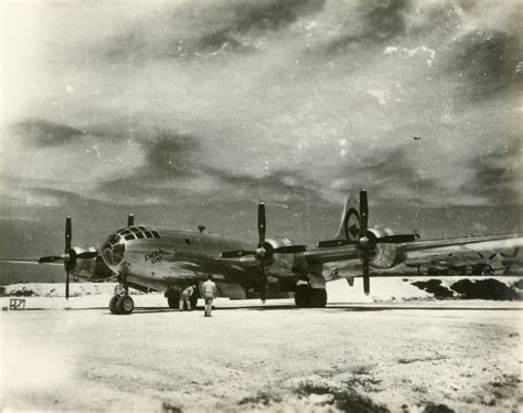 b 29 superfortress enola gay on tinian in late 1945 the