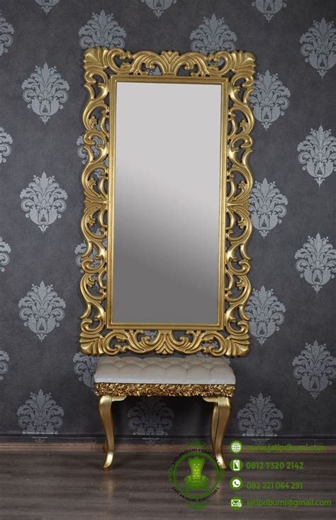 cermin ukiran warna emas puff jati pribumi cermin cermin dinding