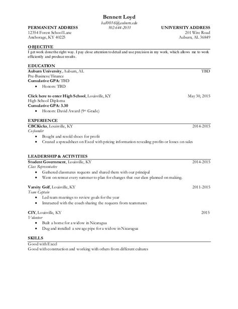 freshman resume template