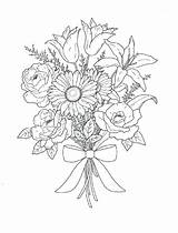 Coloring Flowers Bouquet Pages Printable sketch template