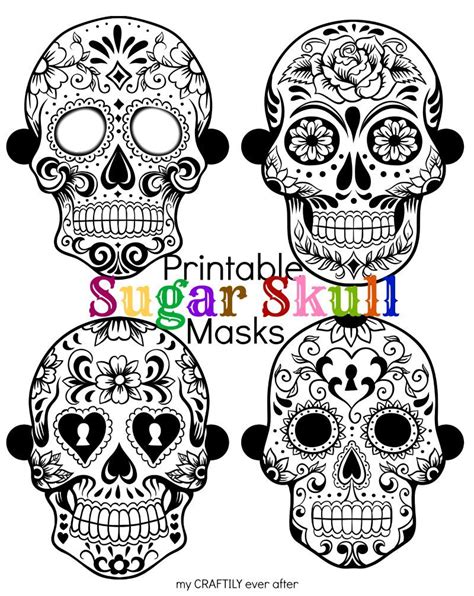 sugar skull printable halloween masks  craftily