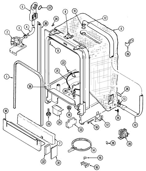 tub diagram parts list  model dwuaae maytag parts dishwasher parts searspartsdirect