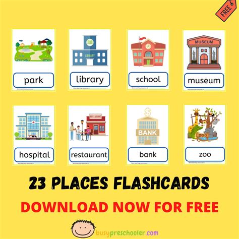 places flashcards busypreschoolercom