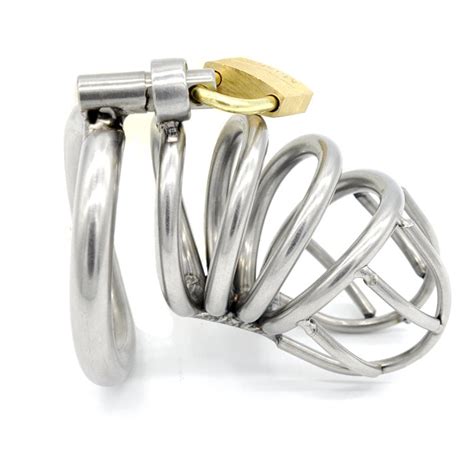 stainless steel male chastity device cock cage with arc shaped penis