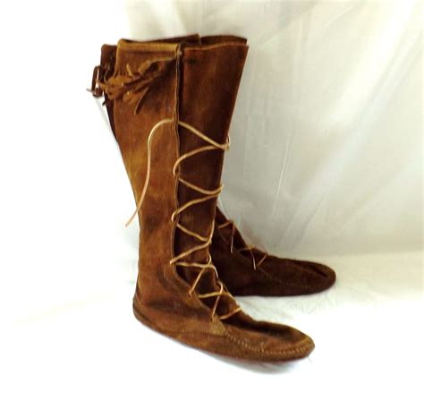 mountain man moccasin boots vintage  mens suede