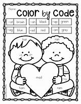 Color Code February Kindergarten Pages Coloring Teacherspayteachers Number Themes Work sketch template