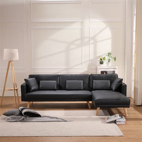 sectional sofa  living room modern leather  seat sofa bed futon