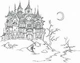 Coloring Halloween Pages Print Colouring Haunted House Printable Adult Houses Color Kids Printables Adults Sheets Horror sketch template