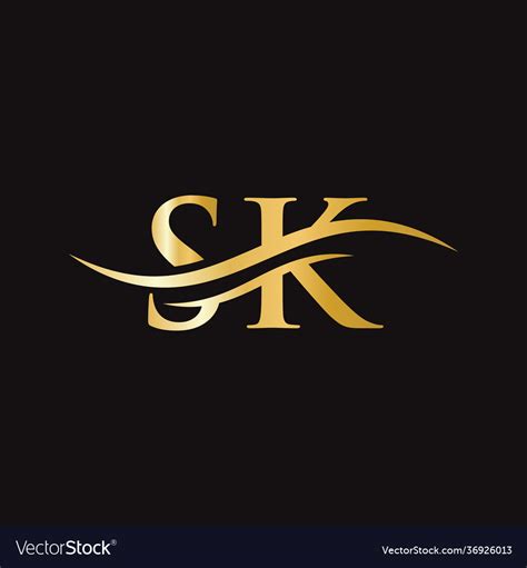 sk sk initial diamond shape gold color  logo design stock vector