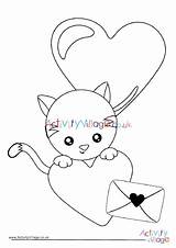 Kitten Colouring Valentine Valentines Pages Village Activity Explore sketch template