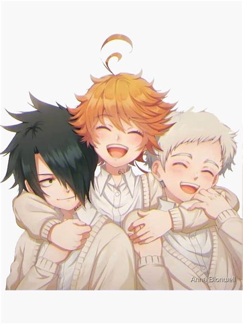 the promised neverland cute emma ray and norman sticker by