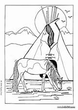 Cheval Indien Ausmalen Caballo Hellokids Indians Comendo Indianer Colorier Cavalo Grama Chevaux Indiens sketch template