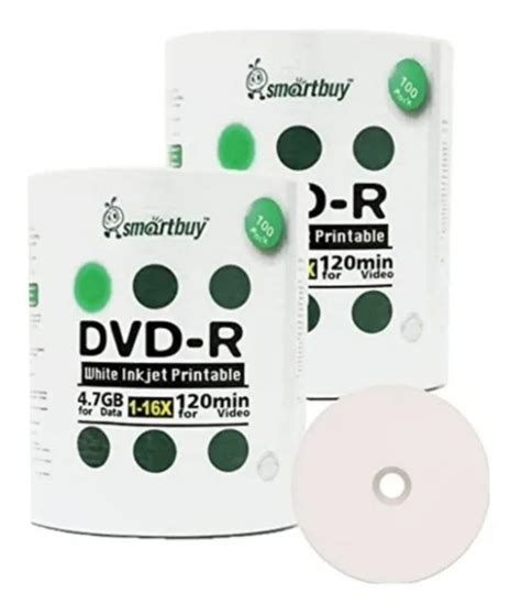 100 Dvd R Printable Smartbuy 4 7 Gb 120 Minutos 16x Frete Grátis
